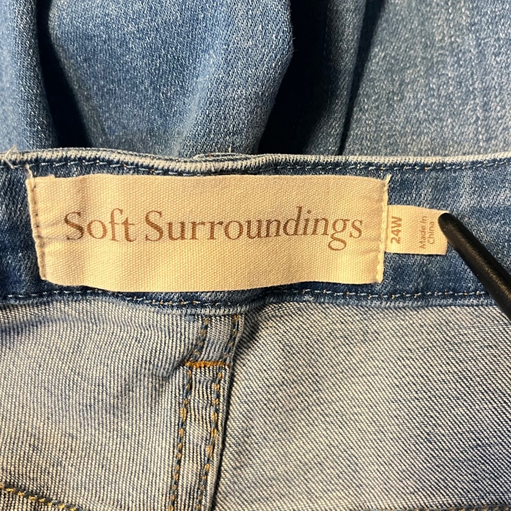 Soft Surroundings Women's Blue Denim Crop Ankle Casual Stretch Comfort Jeans 24W - Picture 5 of 6